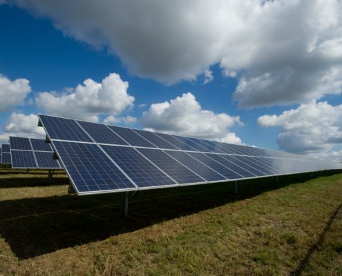 Solar panels with clouds